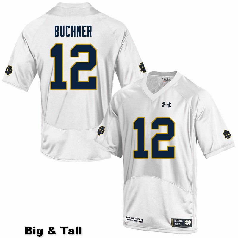 Men's NCAA Notre Dame Fighting Irish #12 Tyler Buchner Stitched College Under Armour Authentic White Big & Tall Football Jersey TS10P36WT